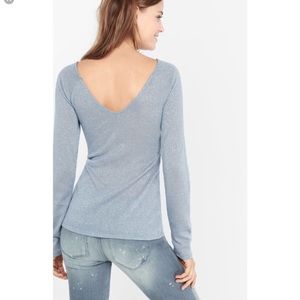 Express long sleeve Top metallic XS Deep V Back Glitter